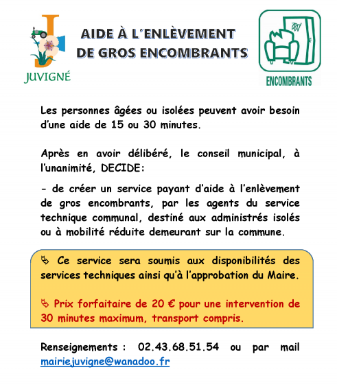 Aide à l'enlèvement de gros encombrants